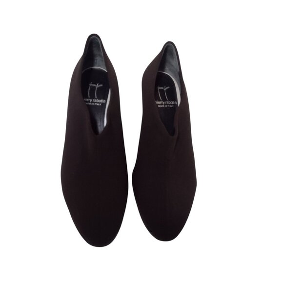 Thierry Rabotin Fabric Leather Chocolate Brown Heels 37 US 6.5 Office Designer - Picture 3 of 8